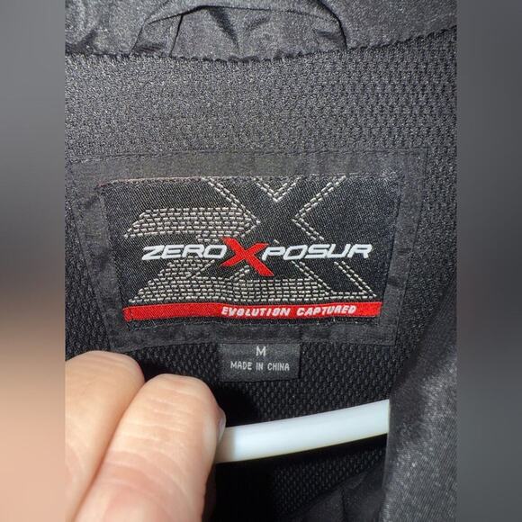 ZeroXposur Down Filled Puffer Coat Jacket Woman SZ M Black Green White Trim Warm - Picture 2 of 11